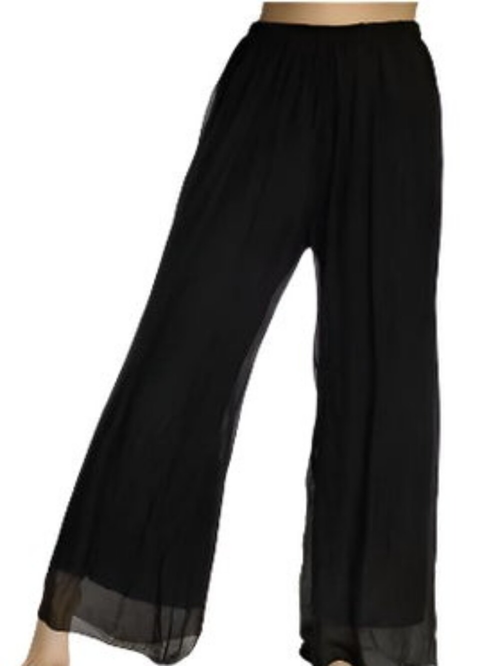 Black Wide-Leg Sheer Palazzo Pants